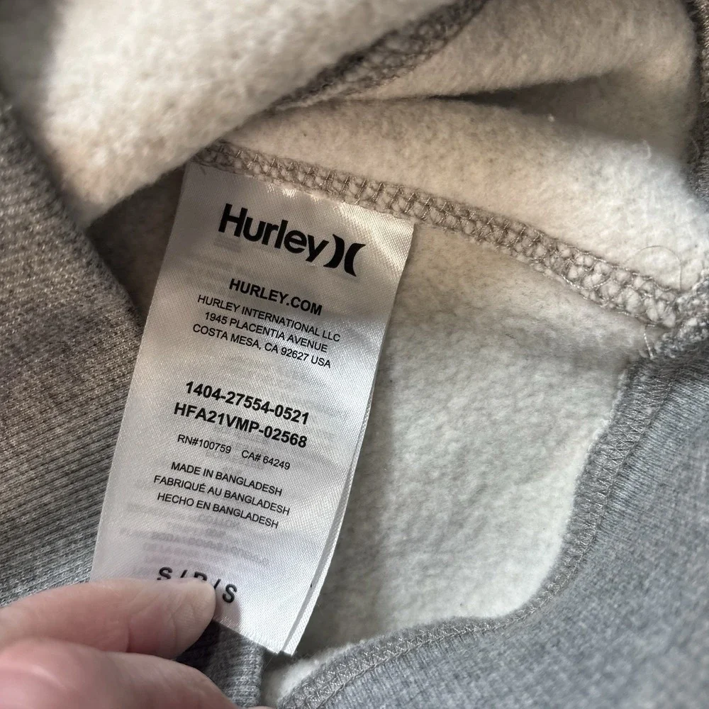 Hurley Long Sleeve Sweatshirt Mens Size Small Gray Crew Neck
